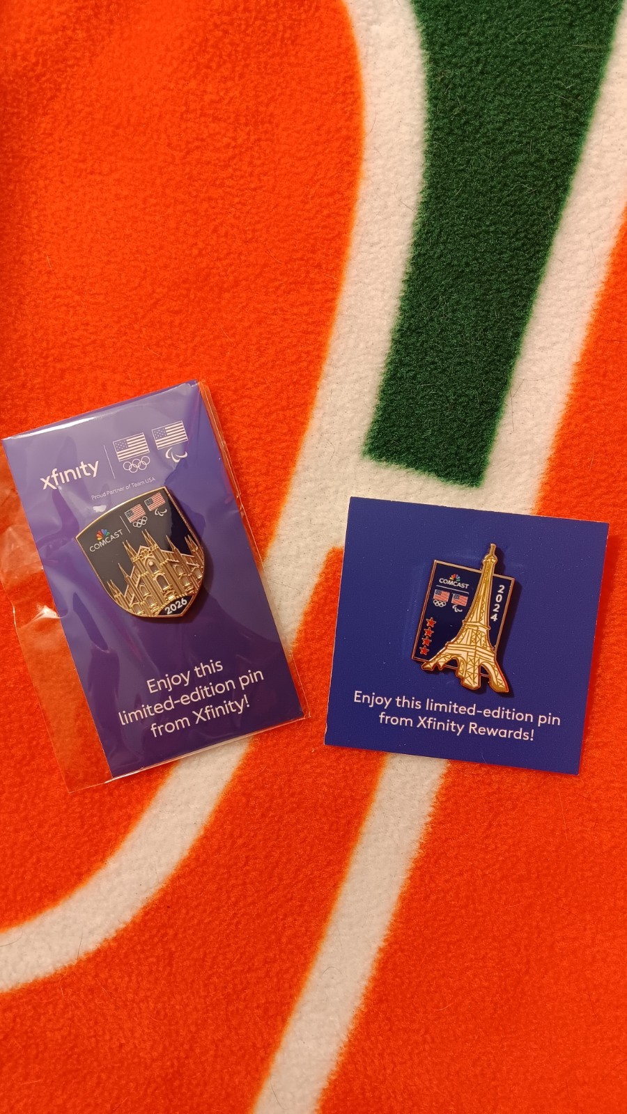 BRAND NEW – Xfinity Comcast 2024 and 2026 Winter Olympics Limited Edition Pins