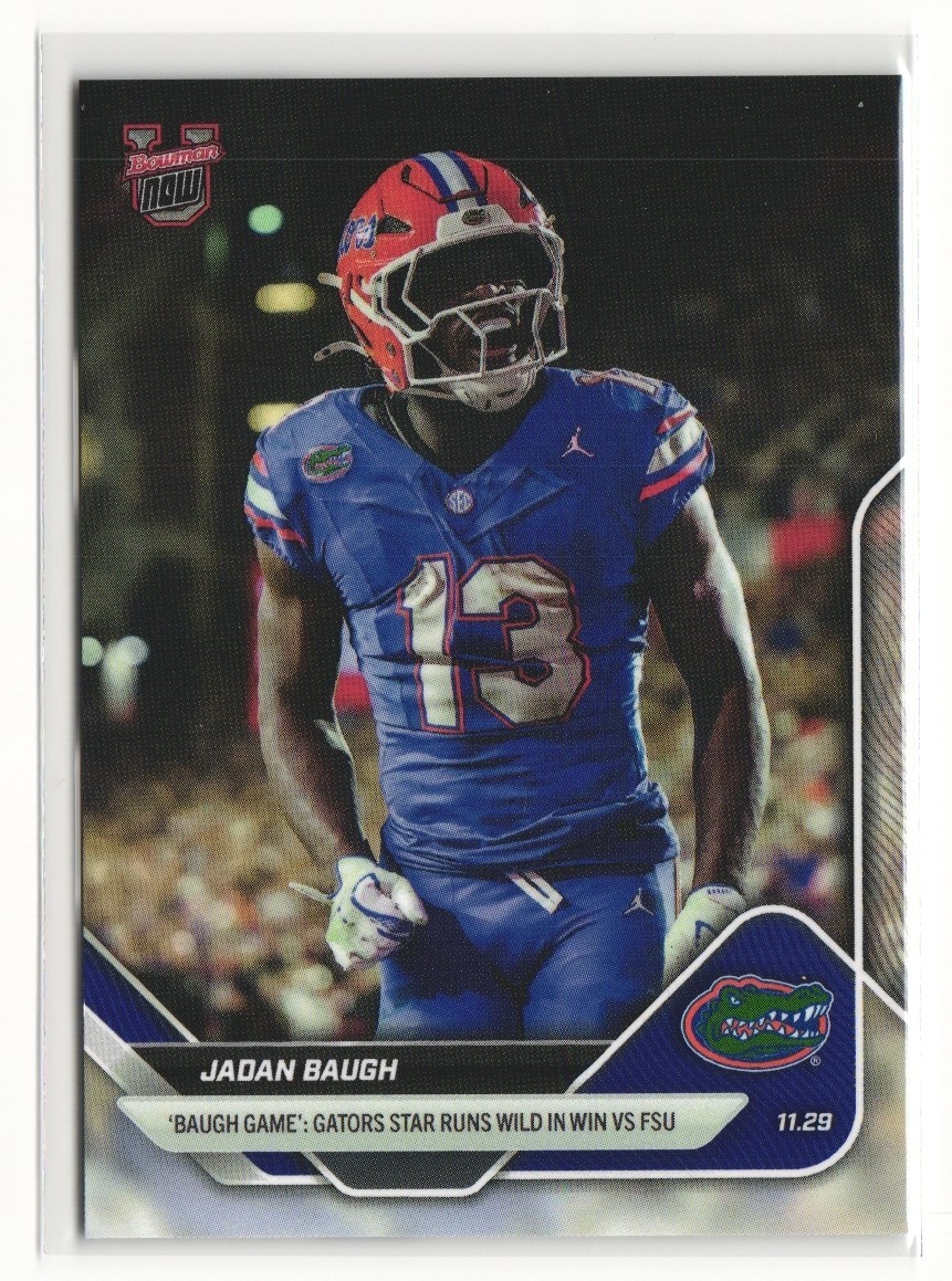 2025 Bowman U Now – #54 Jadan Baugh Rookie /634 Gators Run Wild vs FSU