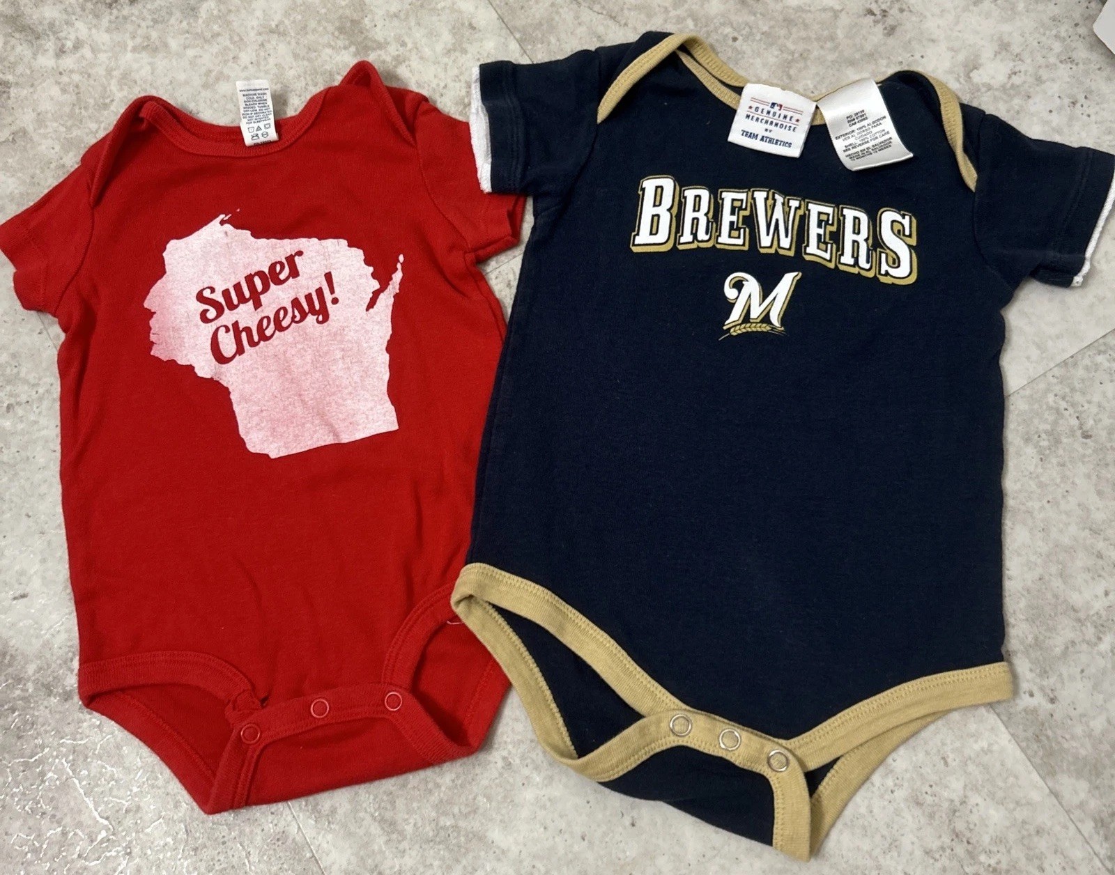 MLB Milwaukee Brewers Baby 1 Piece Romper Licensed Team Athletics + Super Cheesy