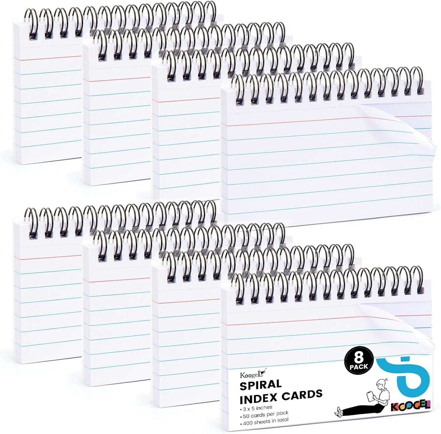 400PCS Index Cards 3×5, Flash Cards with Waterproof Covers for Back to School…