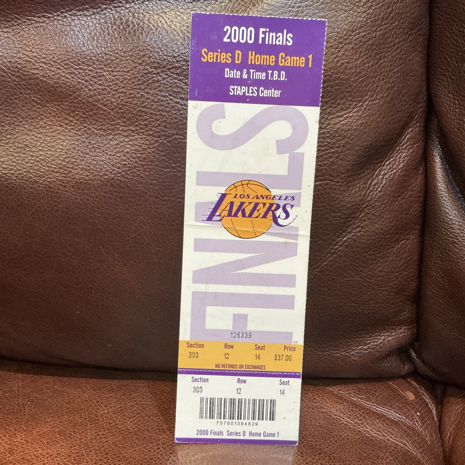 KOBE BRYANT NBA FINALS DEBUT FULL TICKET 2000 LAKERS PACERS GAME 1