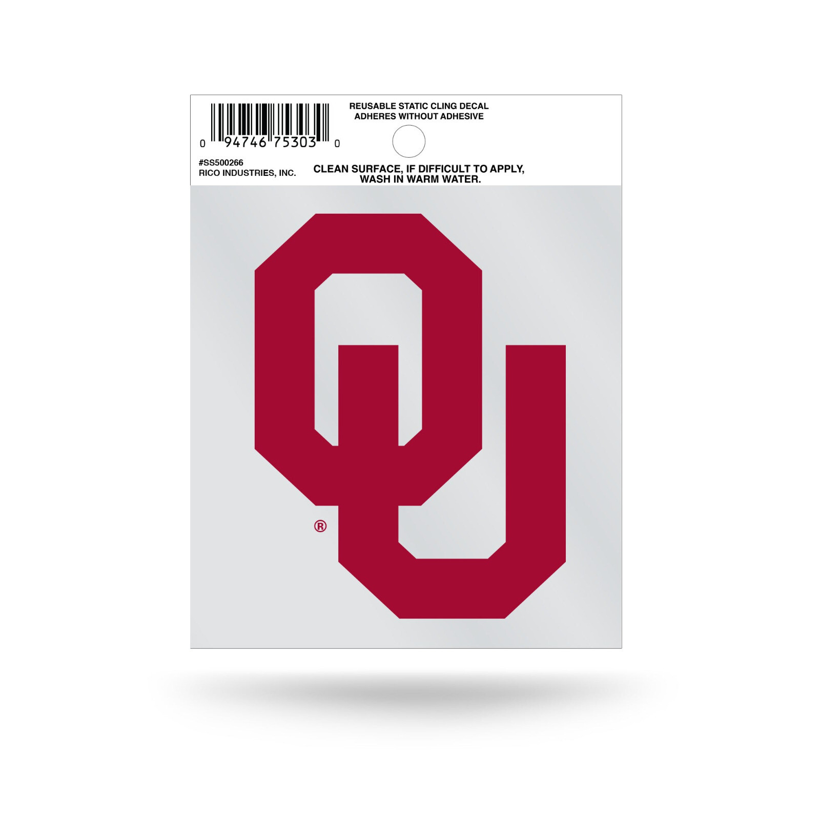Oklahoma Sooners Small Static Cling Sticker NEW! Free Shipping! 3×4 Inches