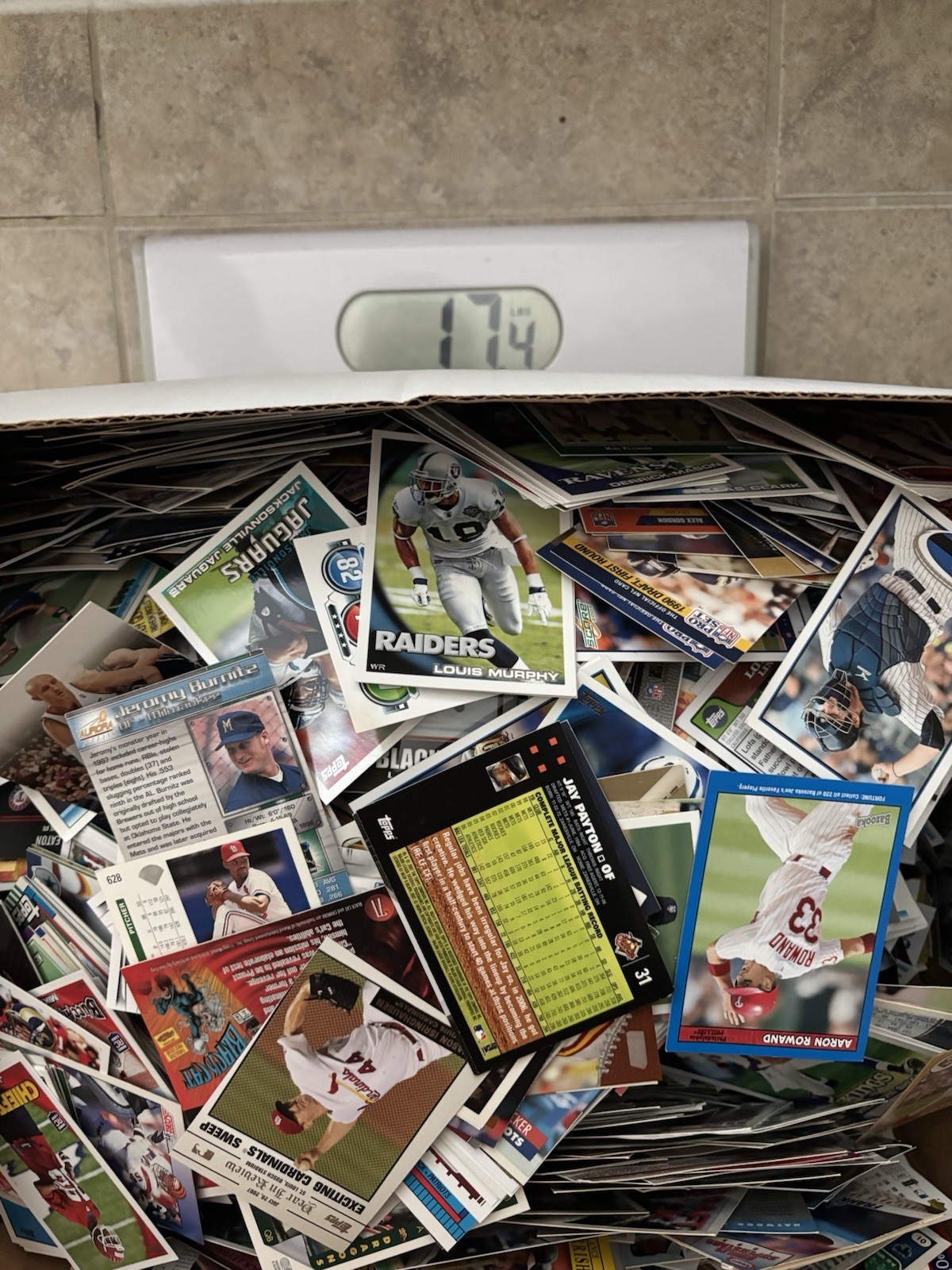Huge Box Of Vintage Sports Cards Baseball/Football/Baskeball (17 pounds total)