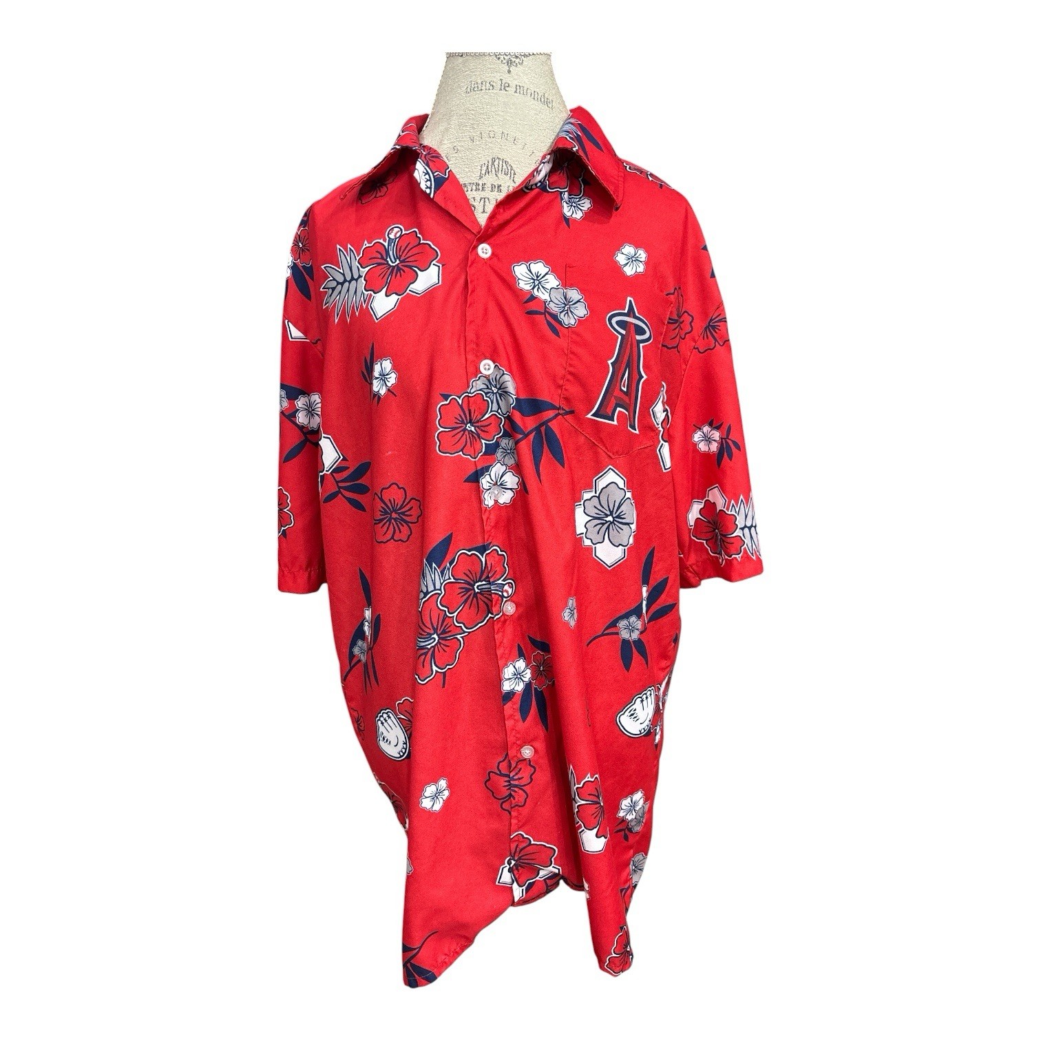 Los Angeles ANGELS Anaheim MLB Hawaiian Shirt One Size Fits Most 100% Polyester.