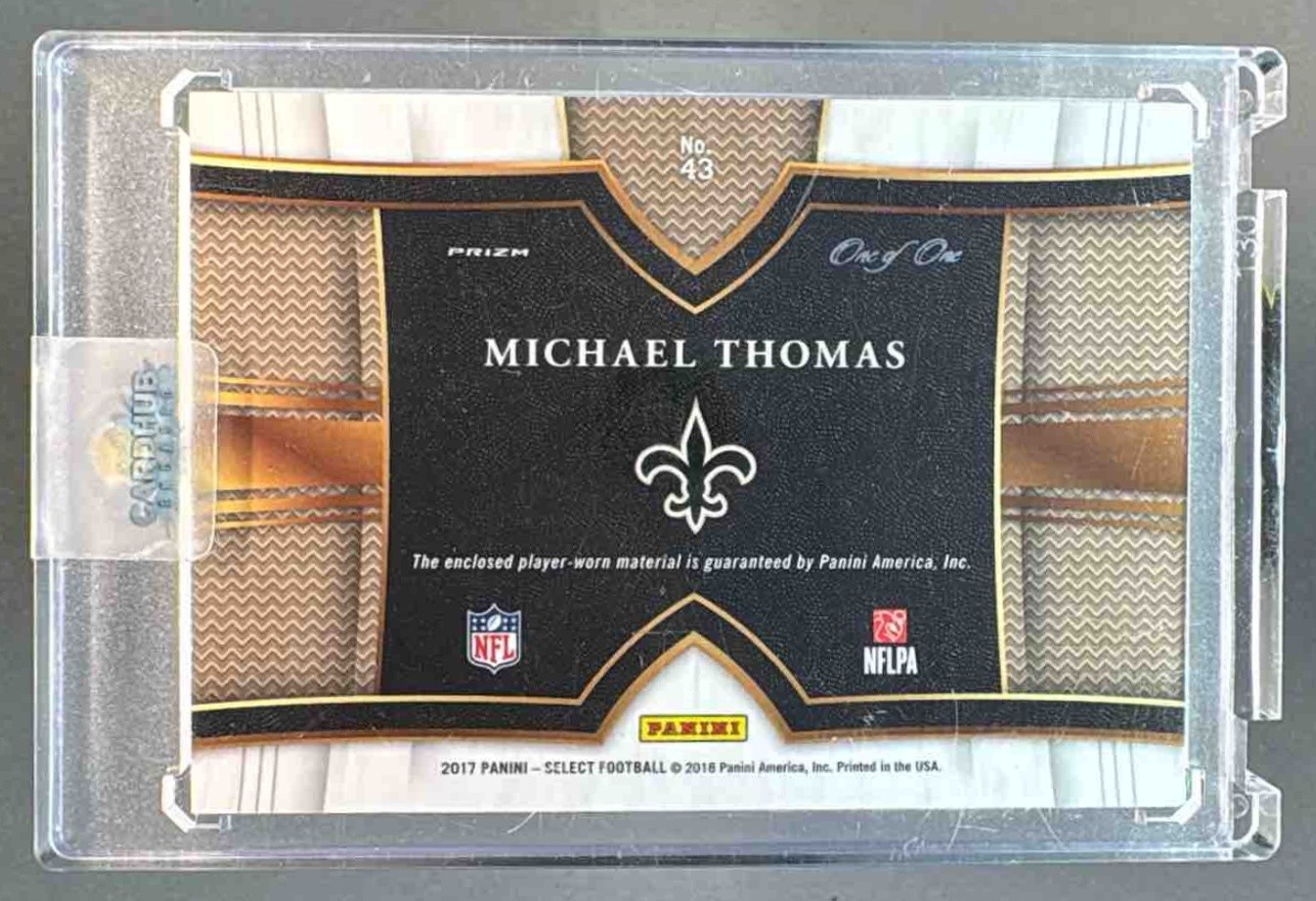Michael Thomas 2017 Panini Select #43 Black Prizm Swatches RC 1/1 NFL SHIELD