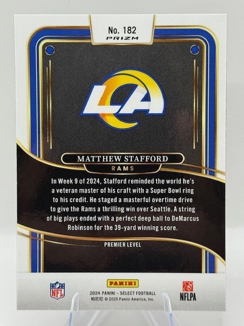 2024 Select Matthew Stafford Premier Level Black & Red Shock #182 – LA Rams