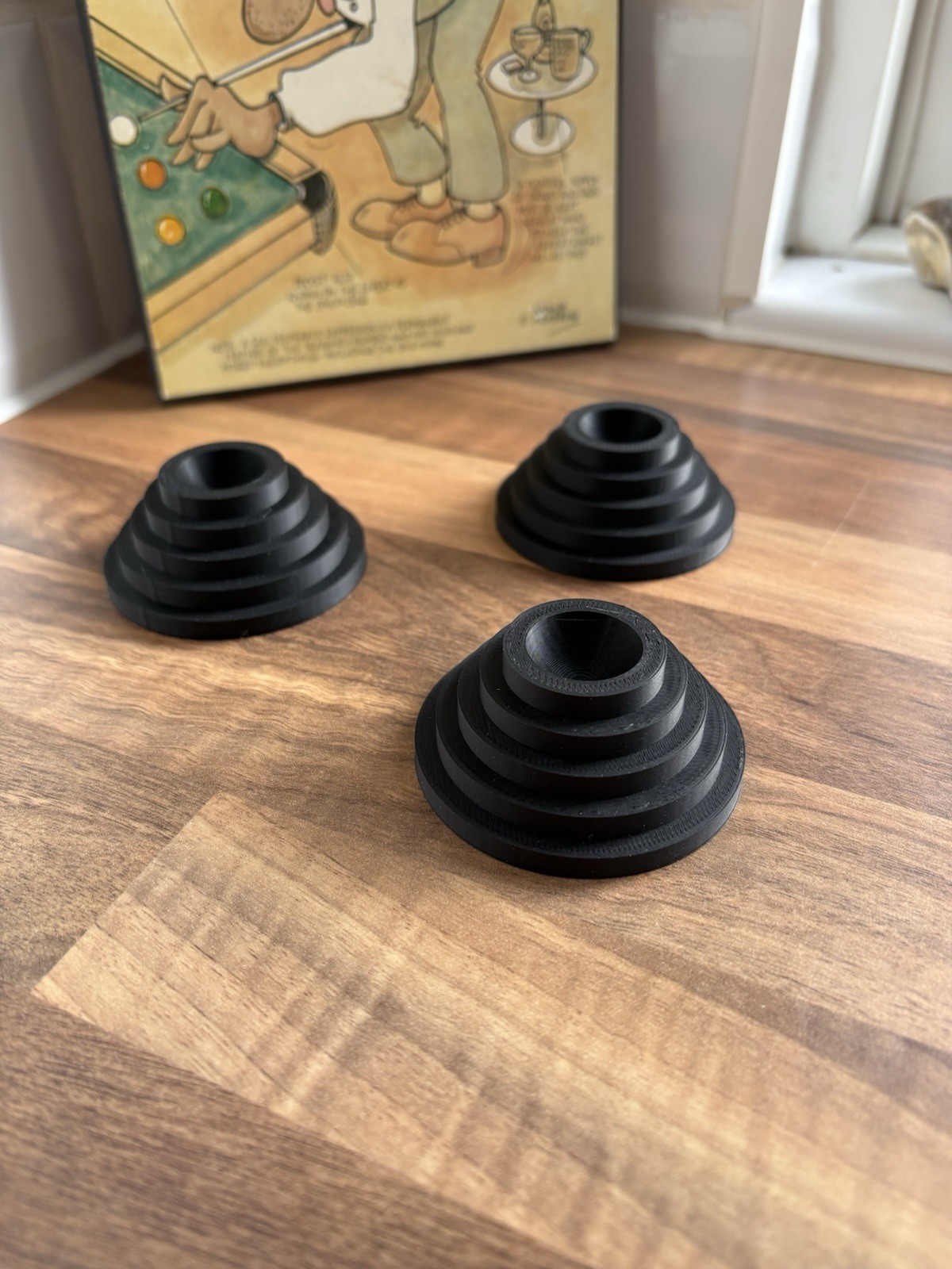 3x Snooker Ball Display Stands, Black Ball Holders, Snooker Memorabilia Display