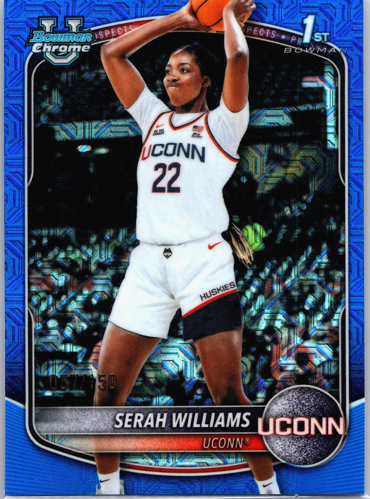 2025-26 Bowman Chrome Serah Williams Blue Mojo #/150 UCONN #BCP-31 1st Refractor