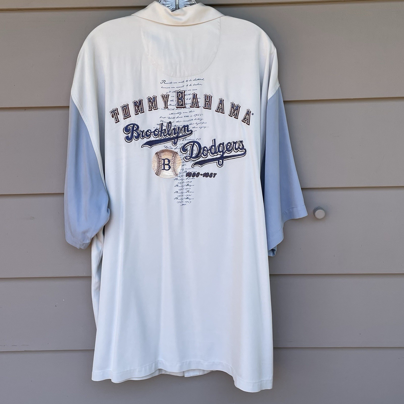 Tommy Bahama Brooklyn Dodgers Collectors Edition Camp Shirt Numbered XLT Flaws