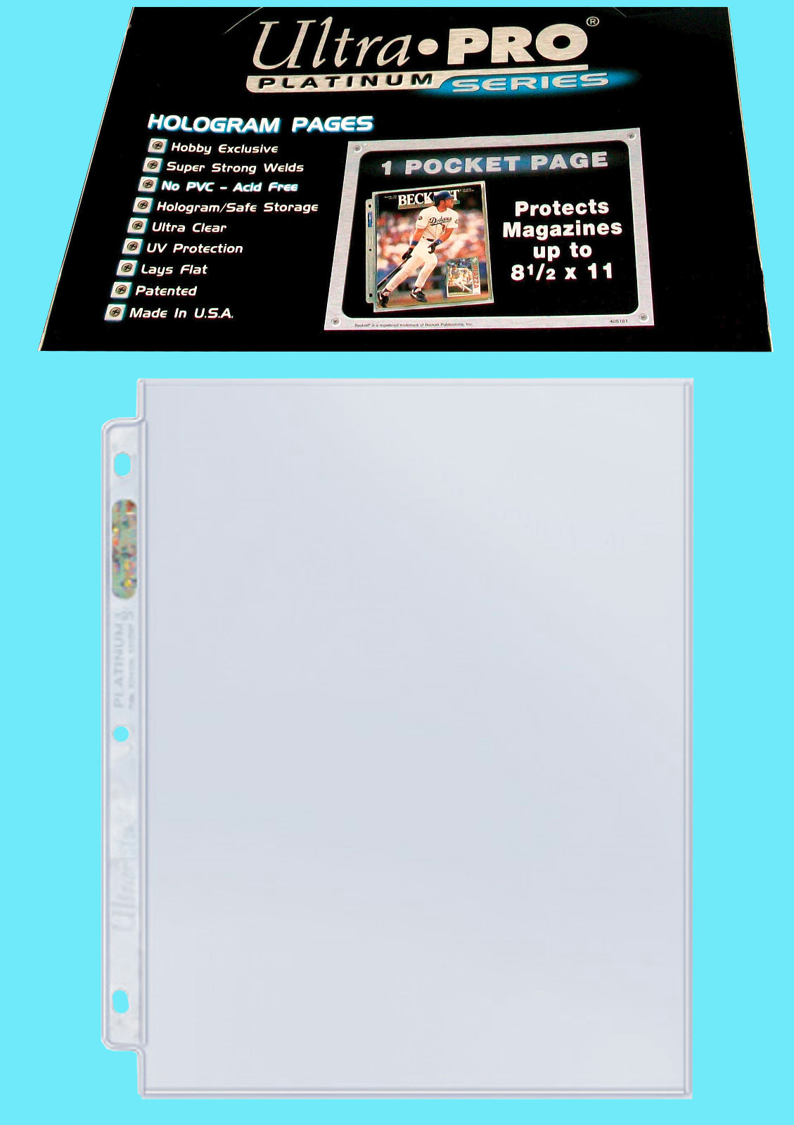 25 Ultra Pro Platinum 1-Pocket 8.5×11 Pages Sheets For Ring Binders Protectors