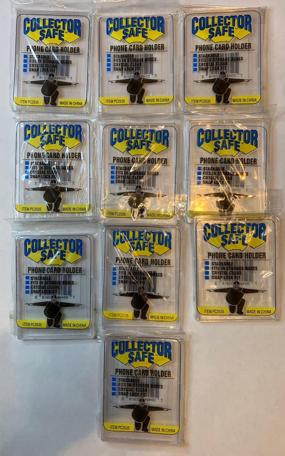 Lot of 10 – Collector Safe Phone Card Holder Stackable Snap Lock Crystal Clear