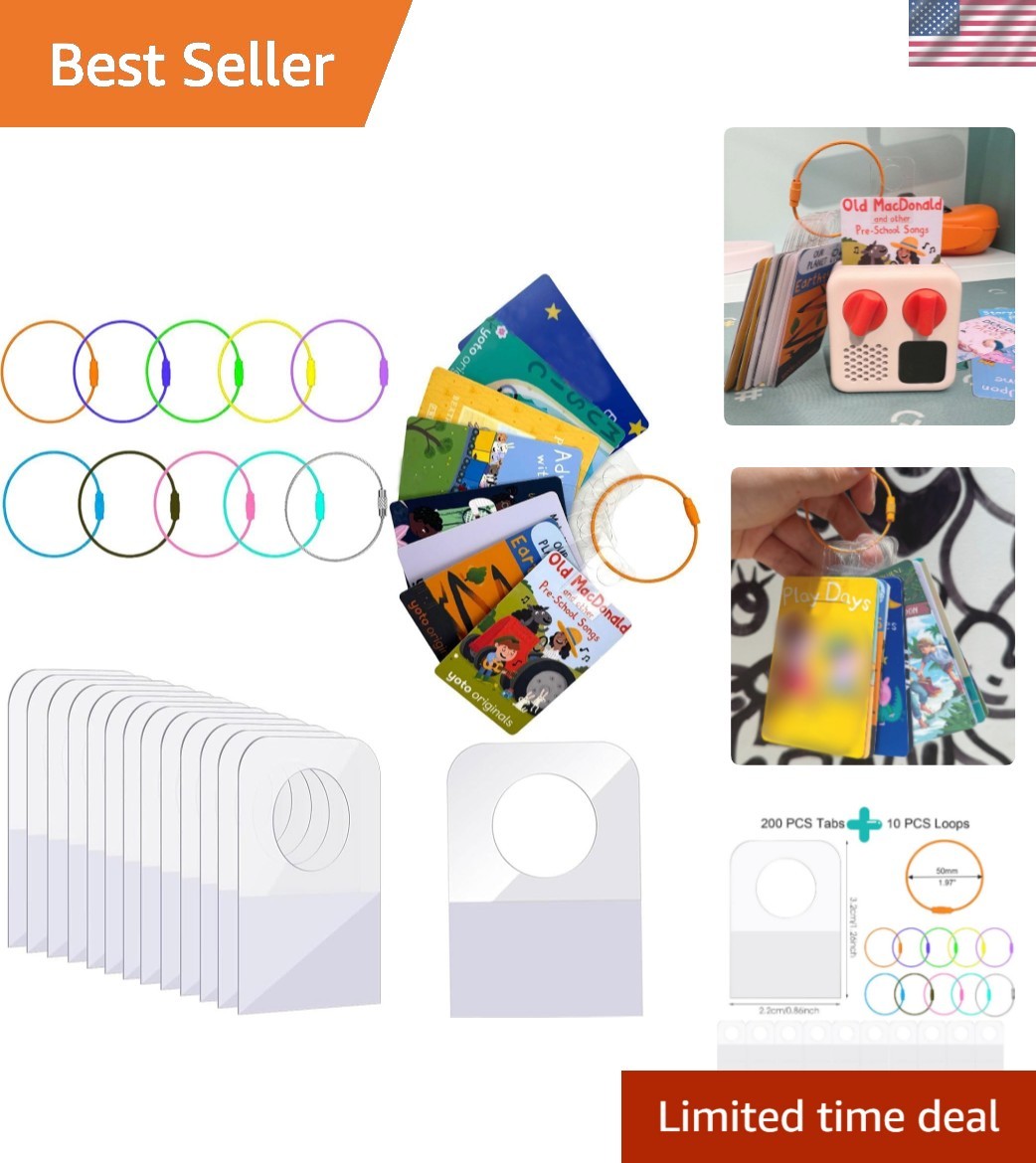 Card Holder for Yoto Cards Rings and Tabs 200 PCS Self Adhesive Tabs with 10 …