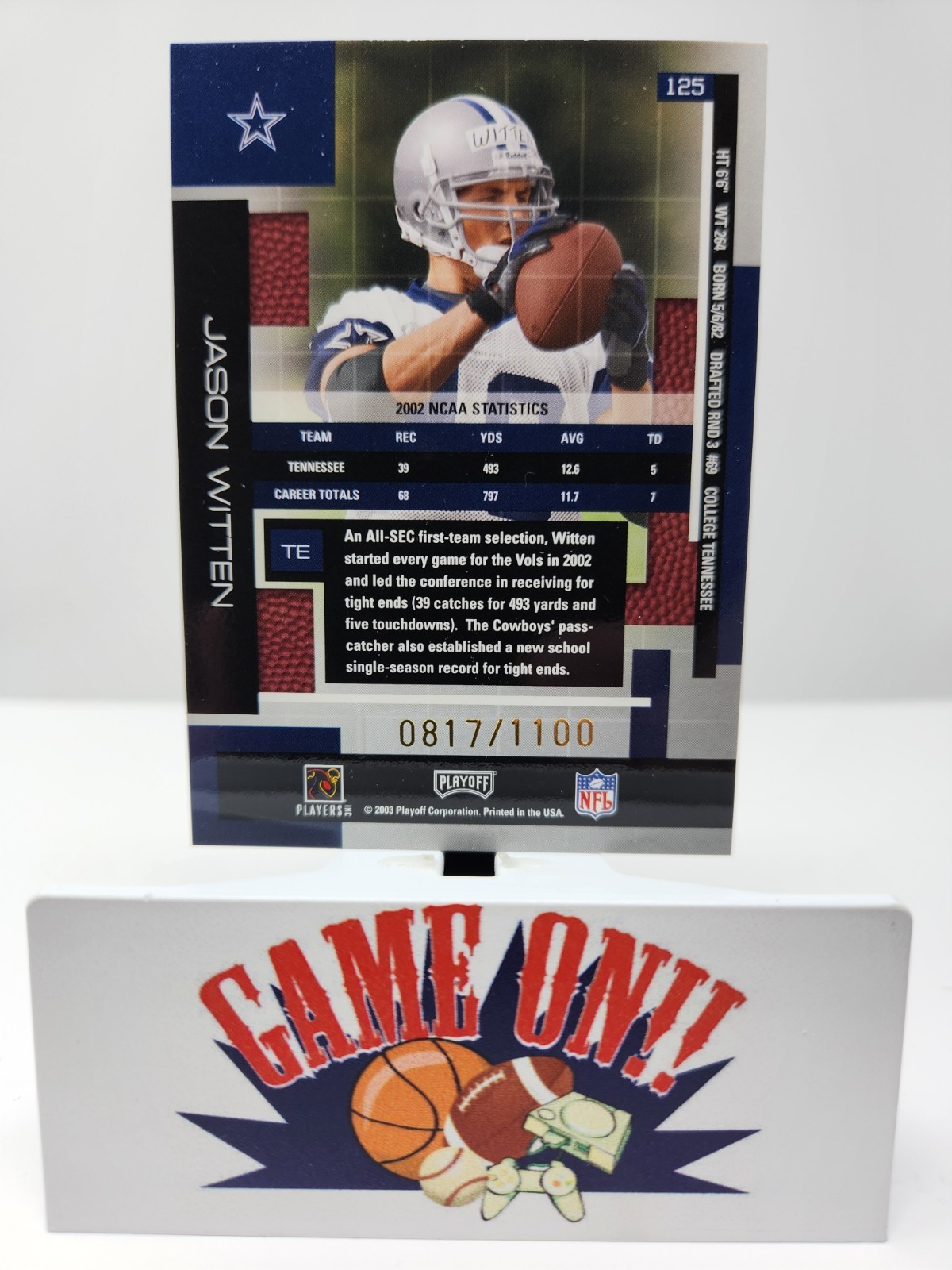 2003 Playoff Absolute #125 Jason Witten #ed /1100 RC Rookie EX