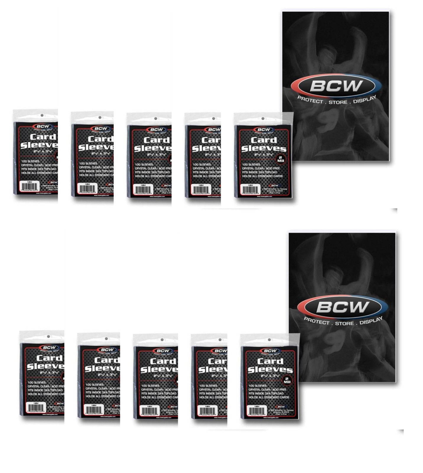 (1000) BCW Trading Card Sleeves Acid Free – Crystal Clear 10 Packs, 100ct Each