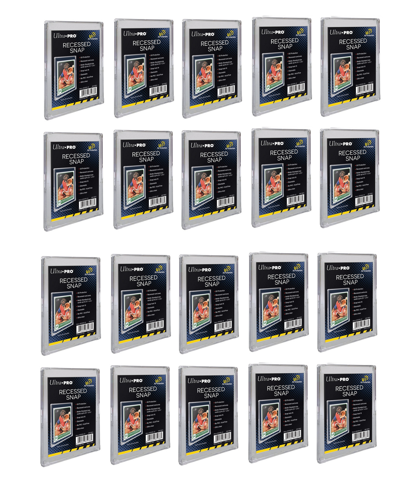 (20-Pack) Ultra Pro UV Protected Full Sized Recessed Snap Standard Card Holder