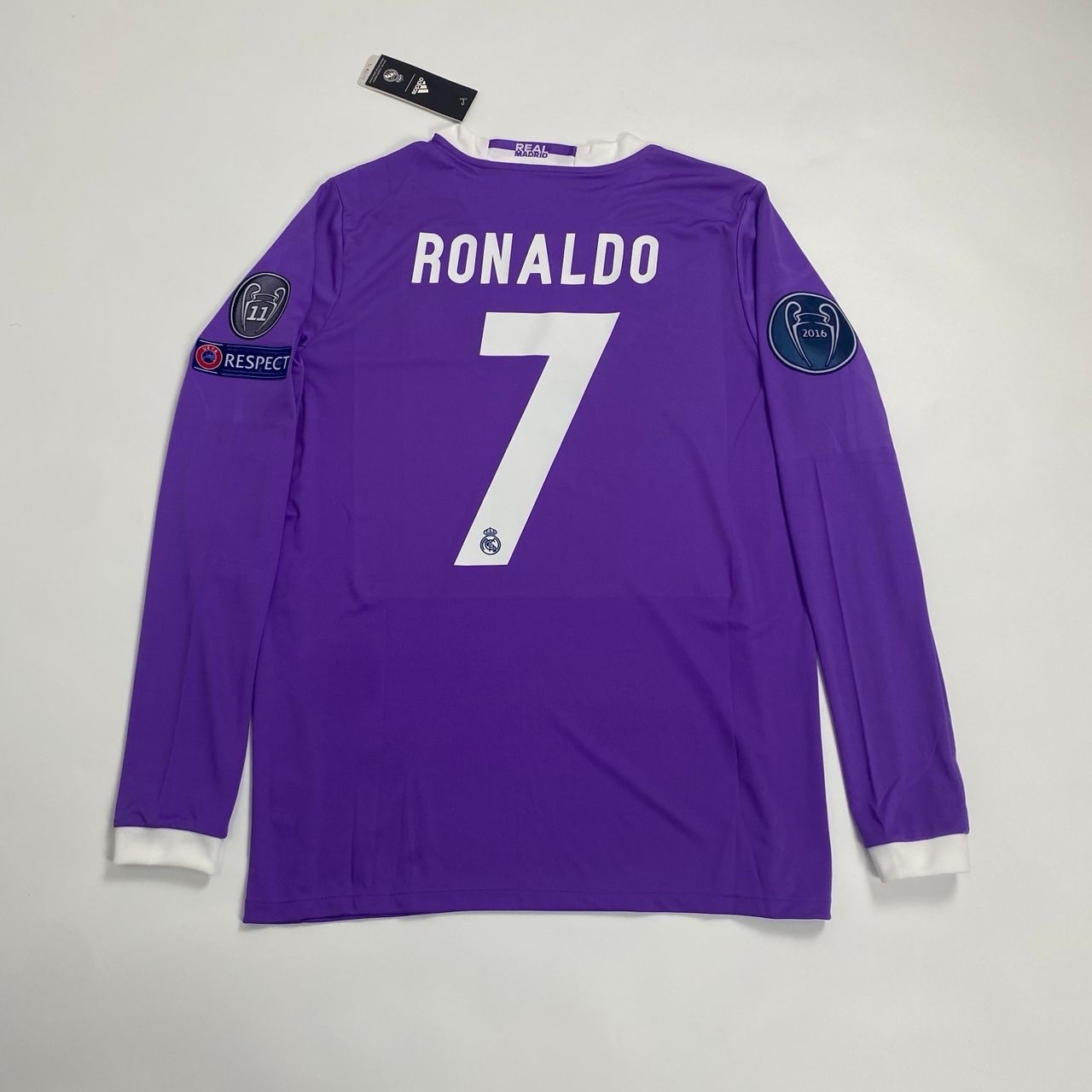 2017 Real Madrid Away Retro Jersey Ronaldo #7 Long Sleeve Final Purple Iconic