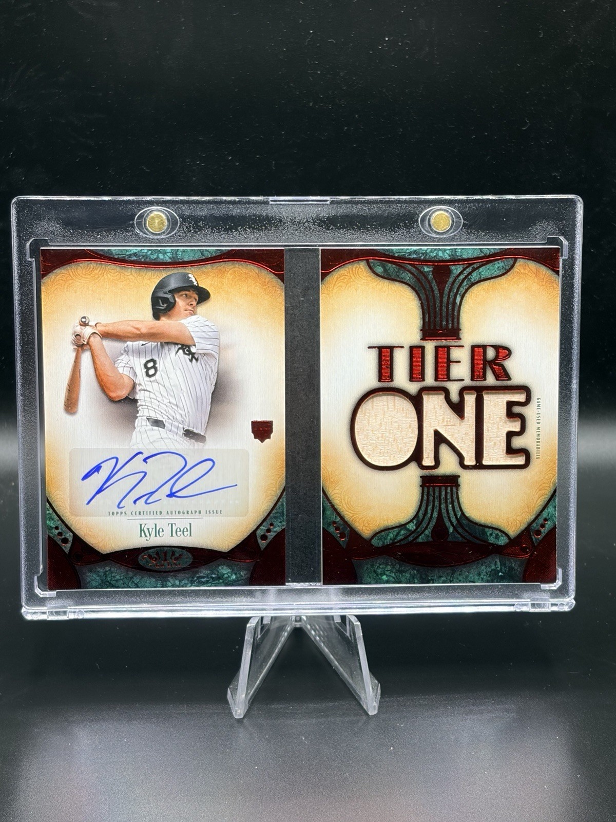 2026 Topps Tier One Kyle Teel RC Auto Die-cut Relic Book Card Red #’d 15/25