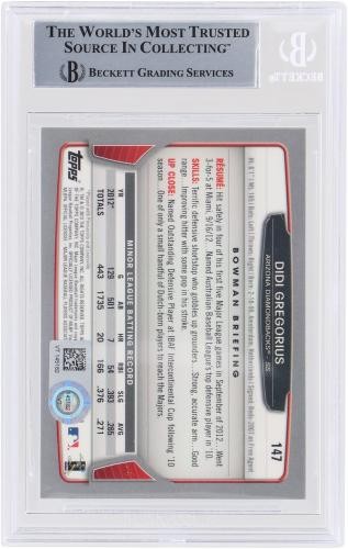 Didi Gregorius Diamondbacks Signed 2013 Bowman Chrome MLB #147 BAS Rookie Card