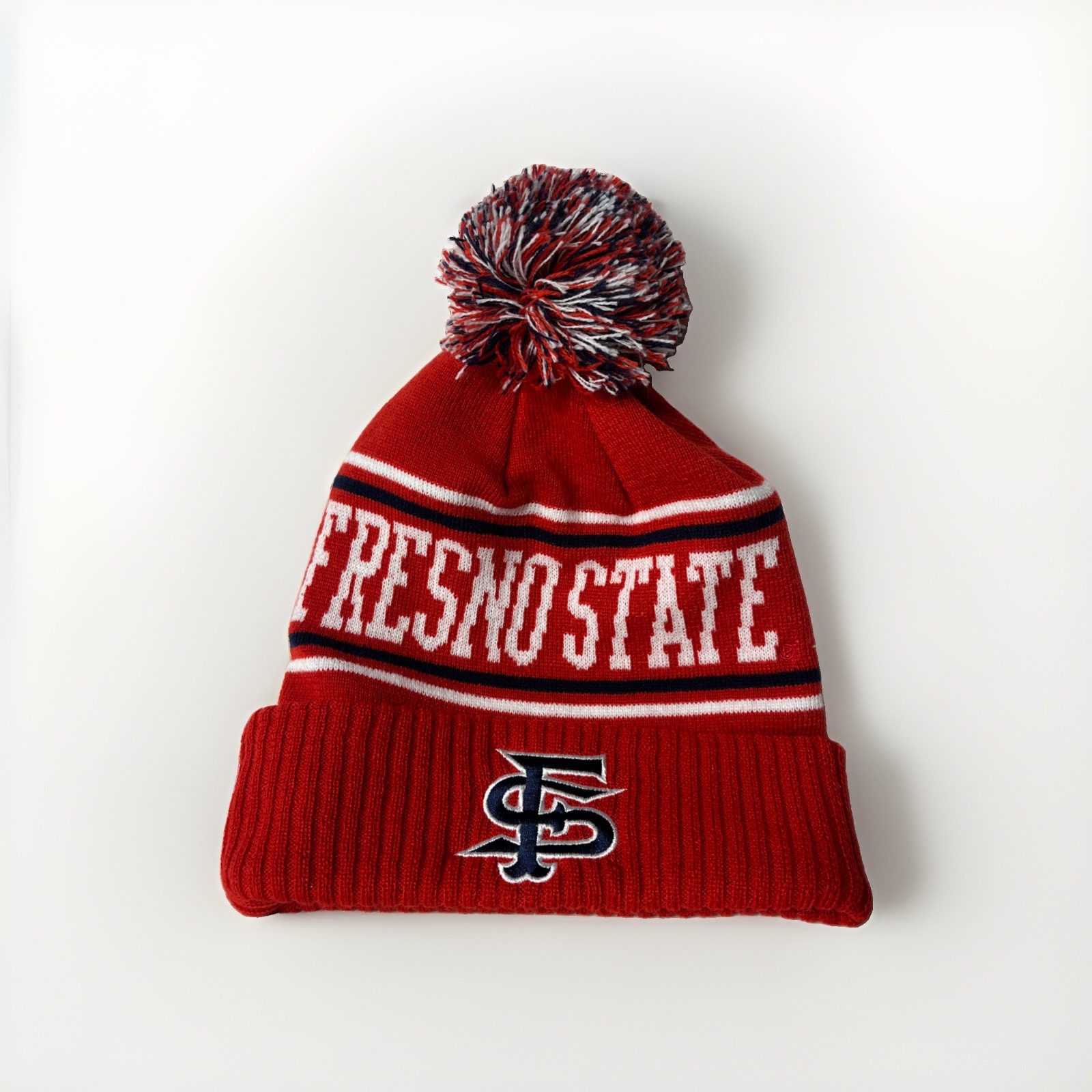 New Fresno State Bulldogs Pom Winter Hat Stocking Cap Adult One Size Fits All