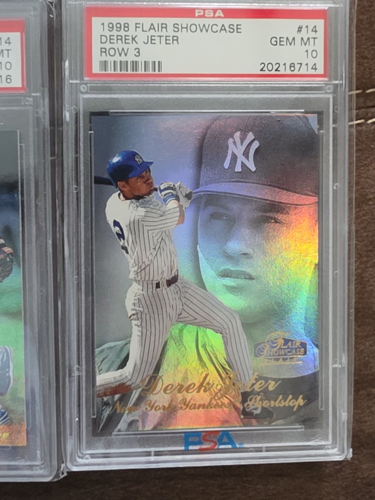 1998 Flair Showcase #14 Derek Jeter Row 1, 2, & 3 – Set of 3 Cards – All PSA 10