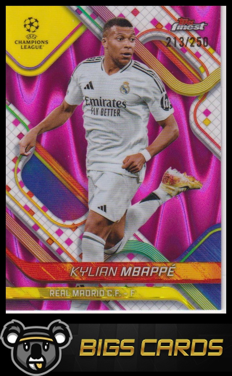 2024-25 Finest UEFA #9 Kylian Mbappé Pink Raywave Refractor #/250