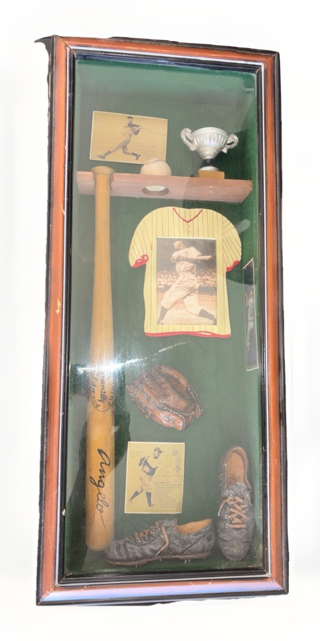 Vtg Babe Ruth “Add Your Photo” Baseball Shadow Box Framed 26.5×11.25×3.5in