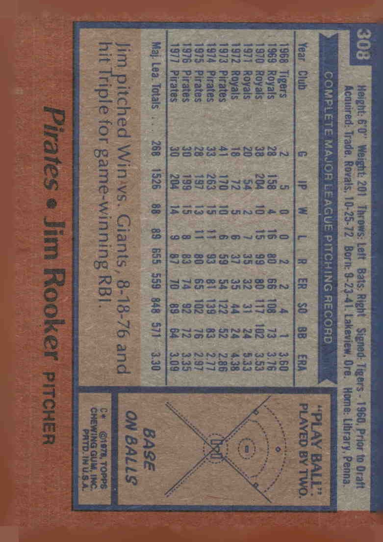 1978 Topps #308 Jim Rooker