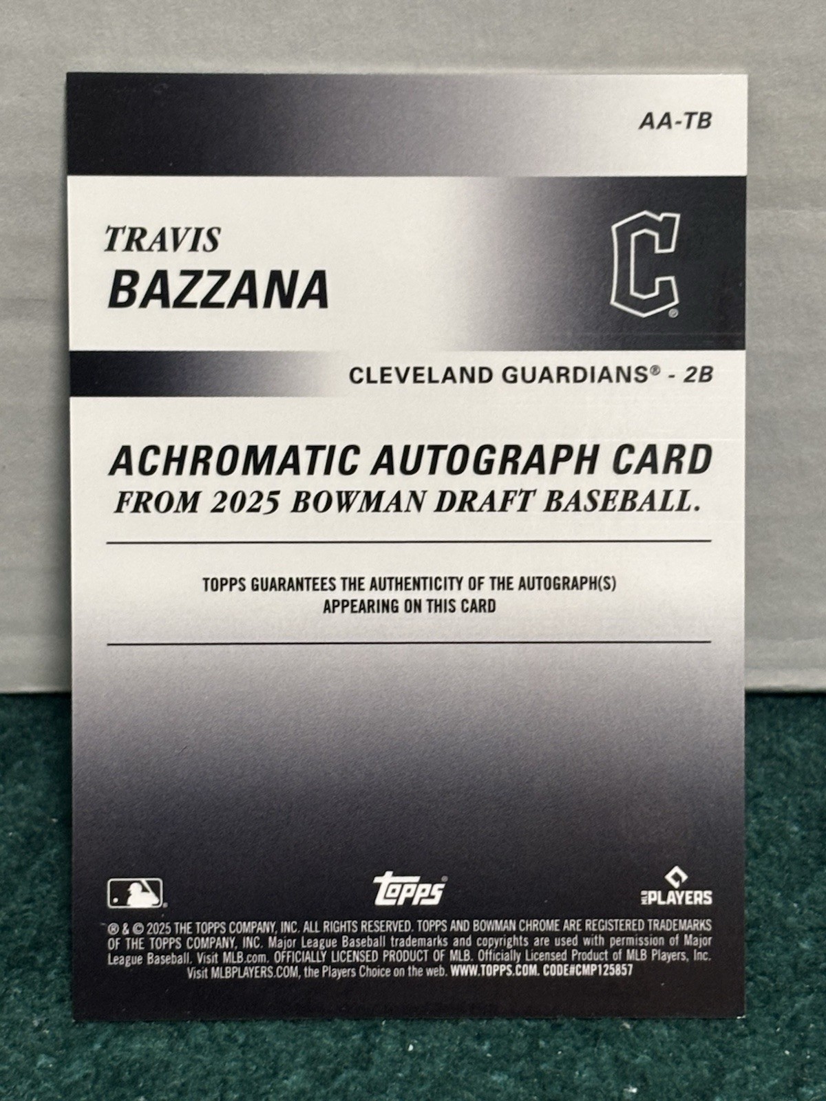 2025 Bowman Draft Travis Bazzana Chrome Achromatic Auto Green Refractor #/99