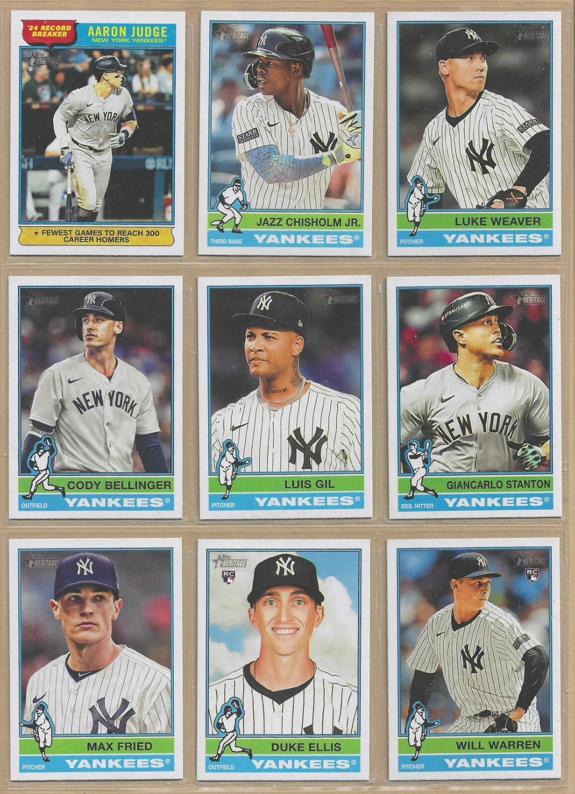 2025 Topps Heritage NEW YORK YANKEES Base Team Set of (16) Judge Berra Mantle +