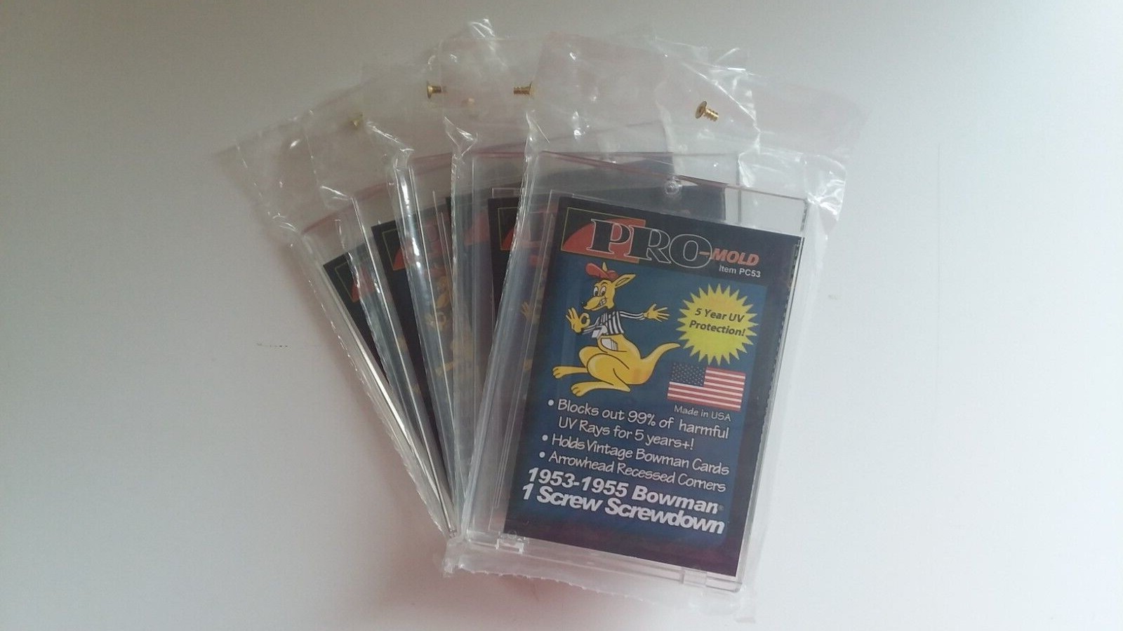 Pro Mold PC53 1953-55 Bowman One Screw Card Protector Lot of 5 New NIP