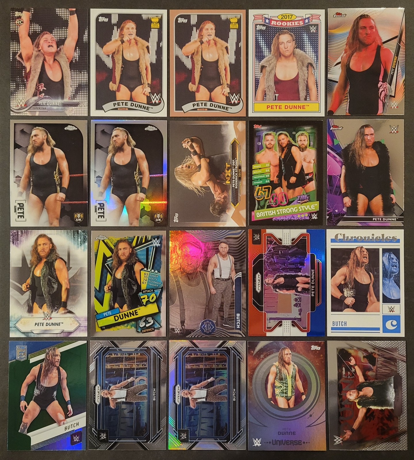 Lot of 20 Different PETE DUNNE Wrestling Cards NXT WWE 2018-2026 WRE2003