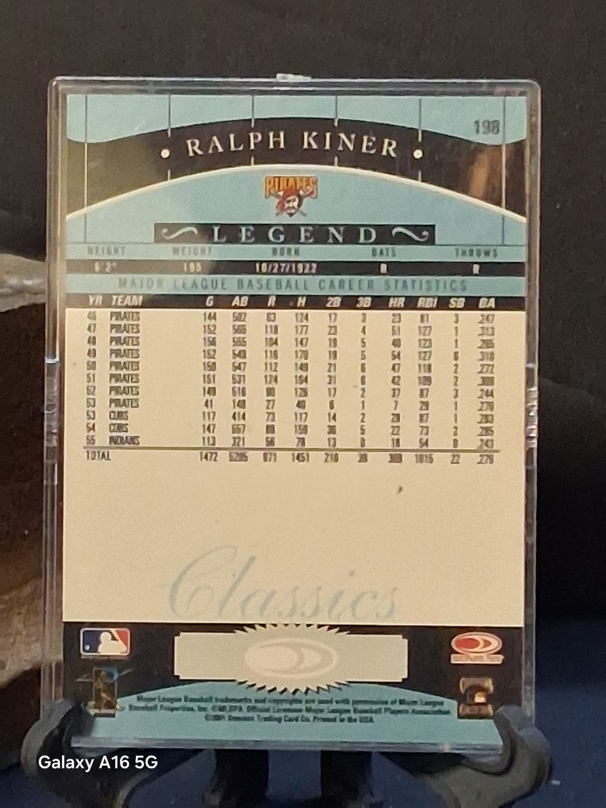 2001 Donruss Classics – Legend Ralph Kiner #198 Significant Signatures (AU)