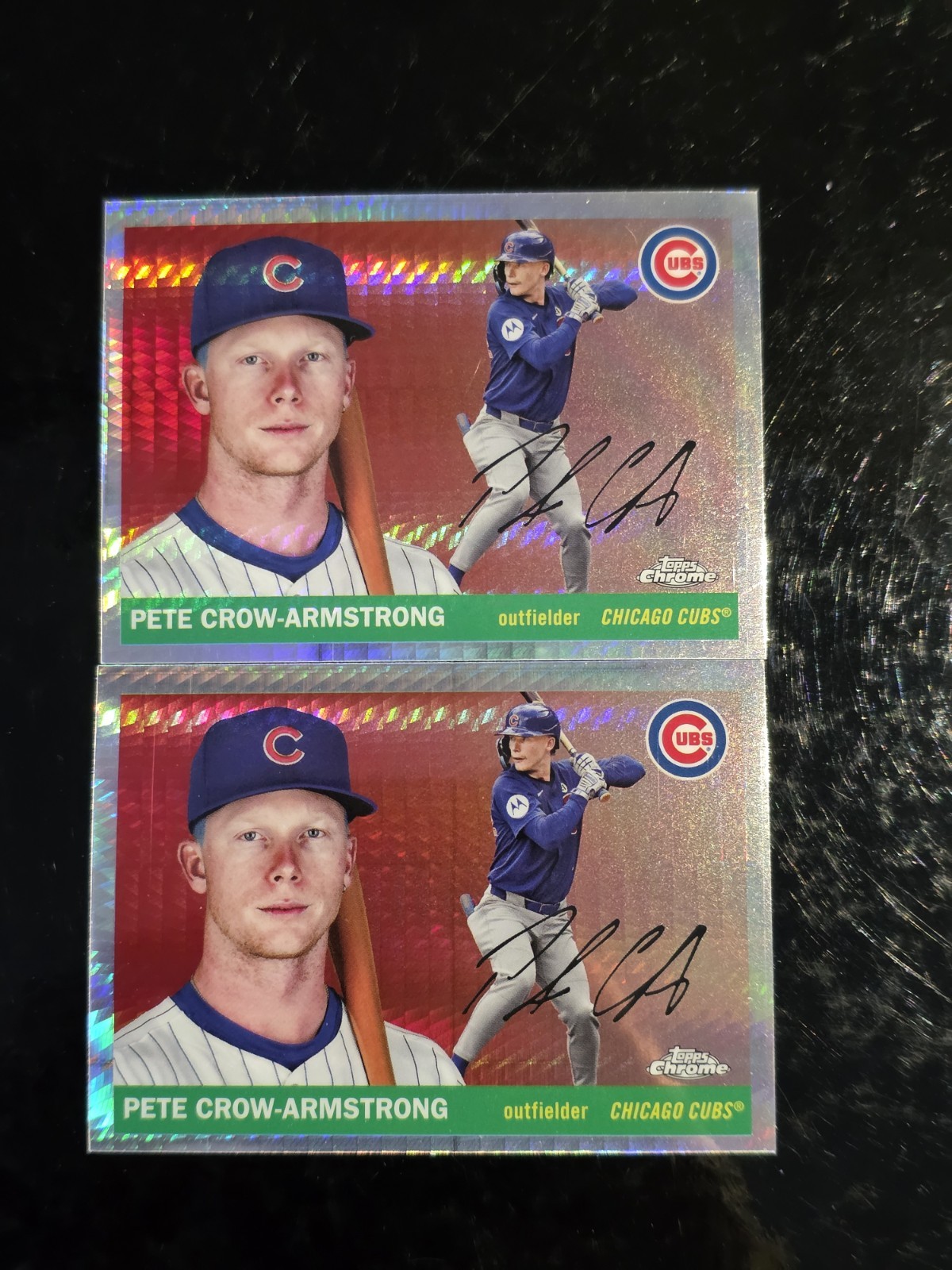 2 Card Lot, Pete Crow-Armstrong, 2025 Topps Chrome Platinum Prism Refractor
