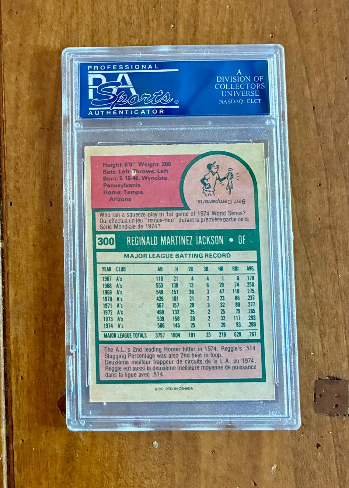 1975 OPC Reggie Jackson PSA 8
