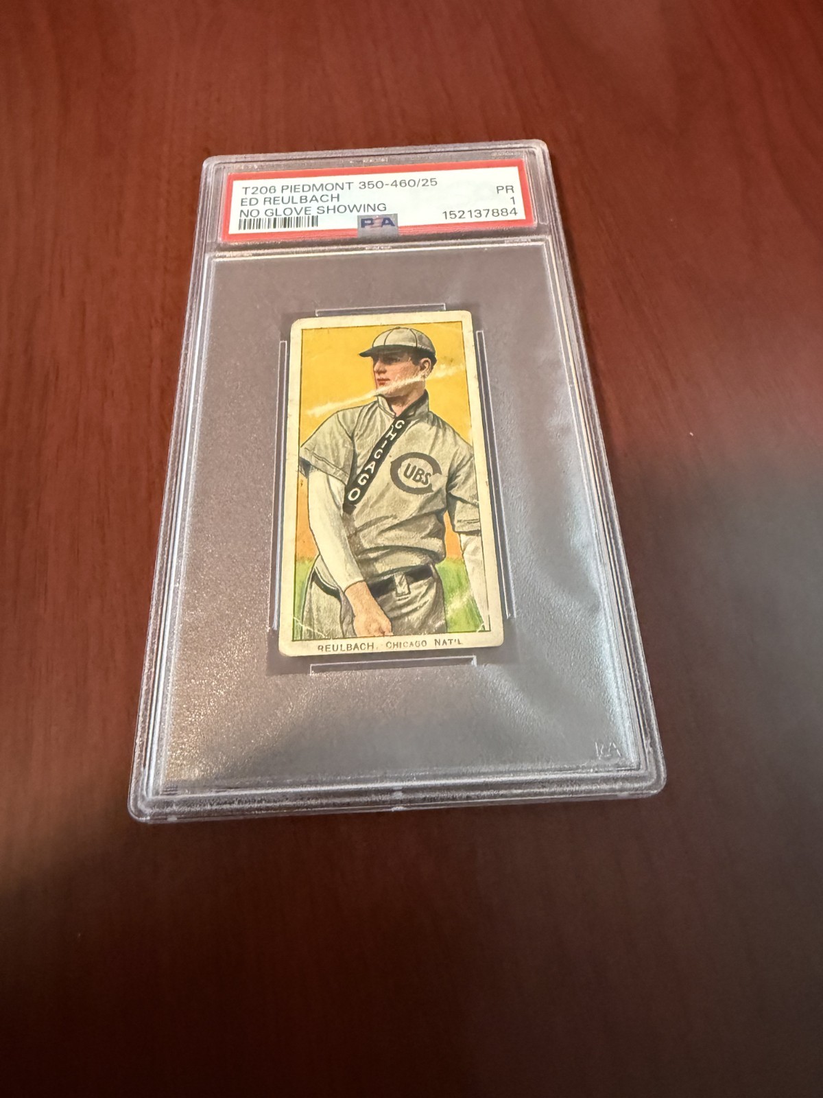 1909-1911 T206 Piedmont Ed Reulbach Rookie Card No Glove Showing. PSA 1