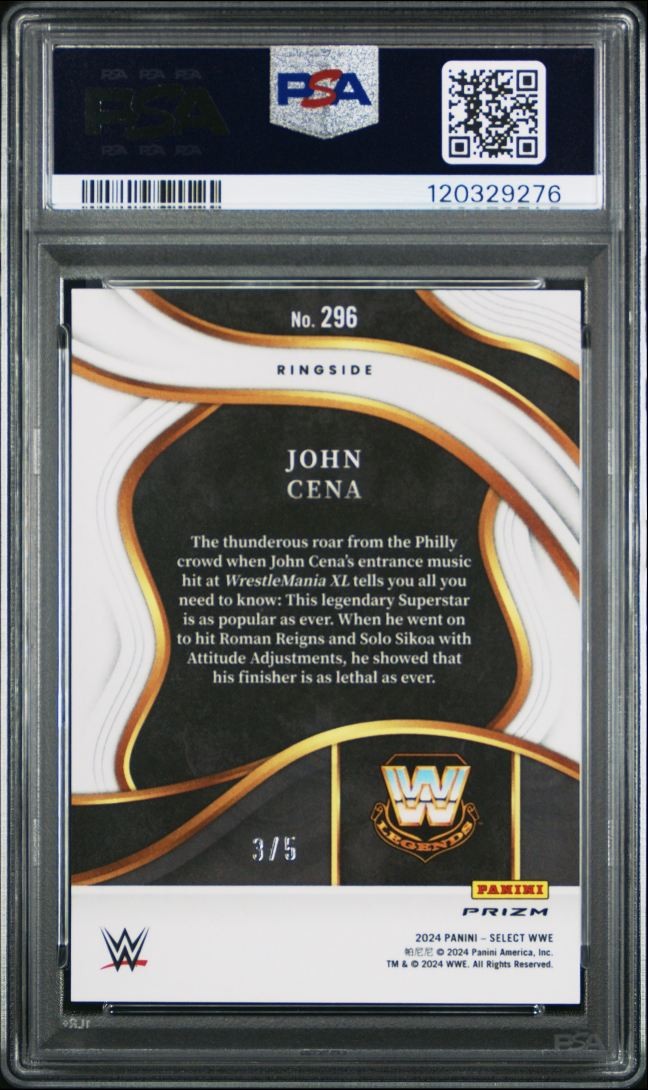 JOHN CENA 2024 SELECT WWE RINGSIDE GREEN PRIZM LEGENDS /5 PSA 10 Q6995
