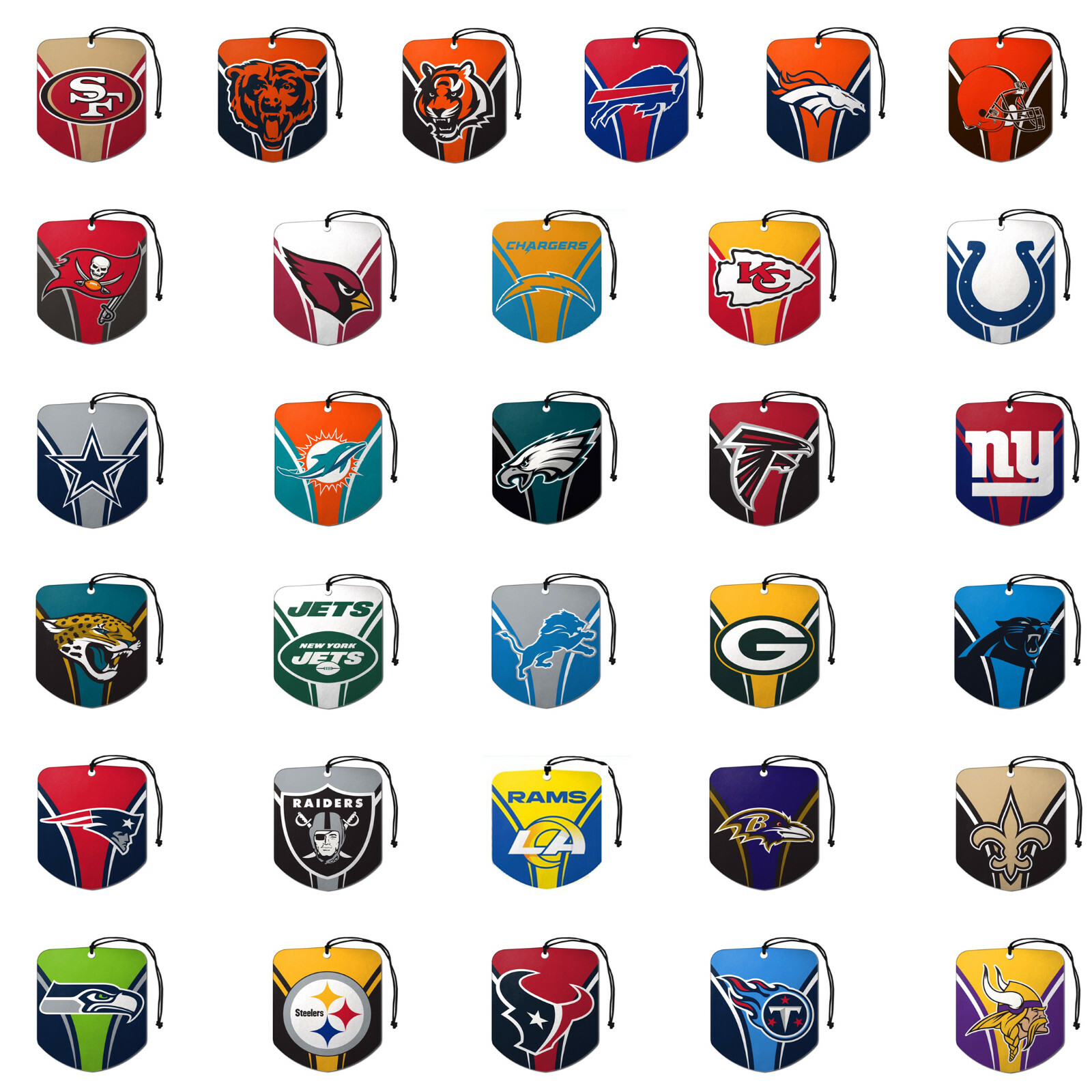 New 2pk NFL Team Logo Double-Sided Car Paper Hanging Fresh Scent Air Freshener