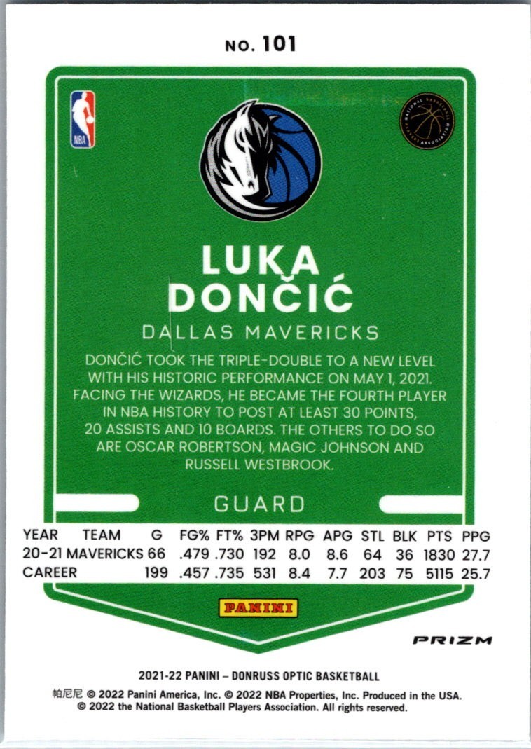 2021-22 Optic Target Exclusive SP Silver Pulsar Prizm Luka Dončić Lakers Mavs