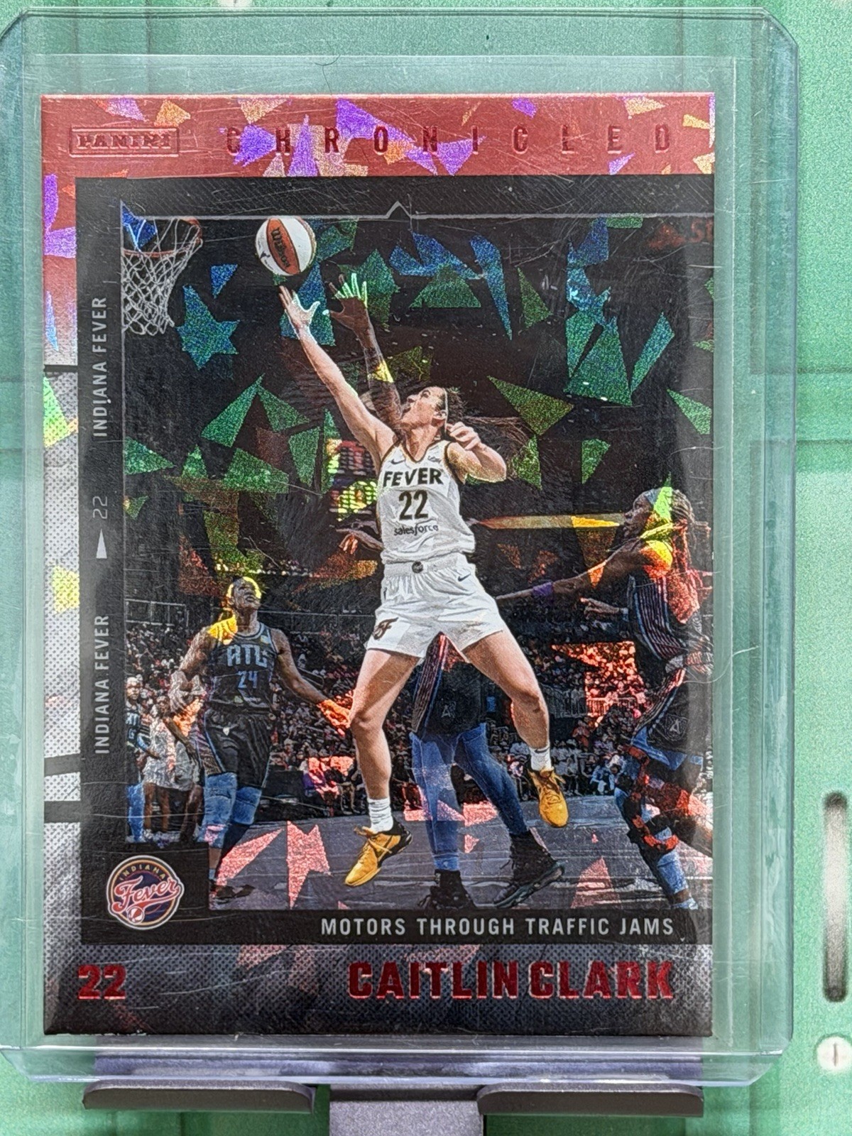 2025 Panini Caitlin Clark Chronicled Red Cracked Ice Chronicles Fever SP #34