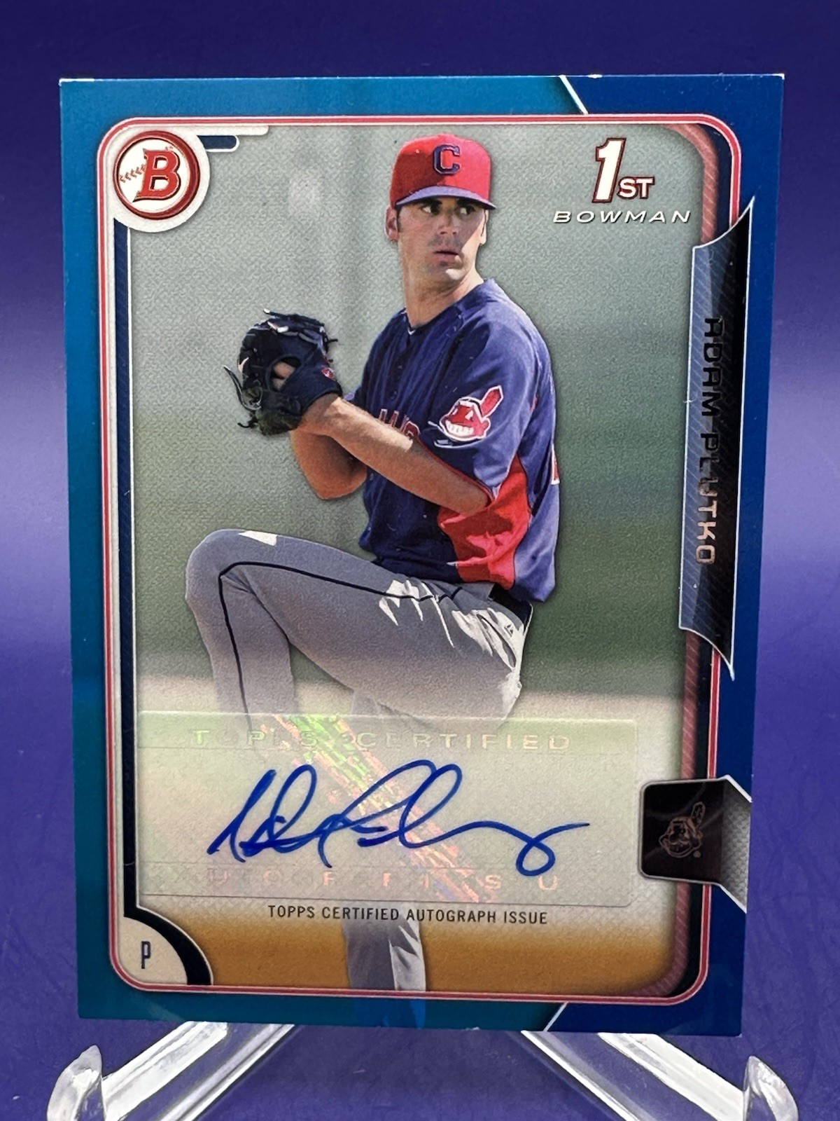 ADAM PLUTKO 2015 Bowman BLUE ROOKIE AUTOGRAPH #087/150 (#PA-AP) – Indians