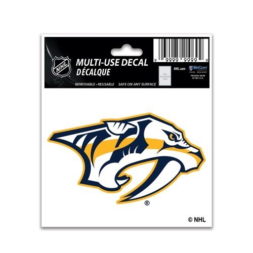 Nashville Predators 3×4 Inches Multi Use Decal Window, Car or Laptop! Reusable