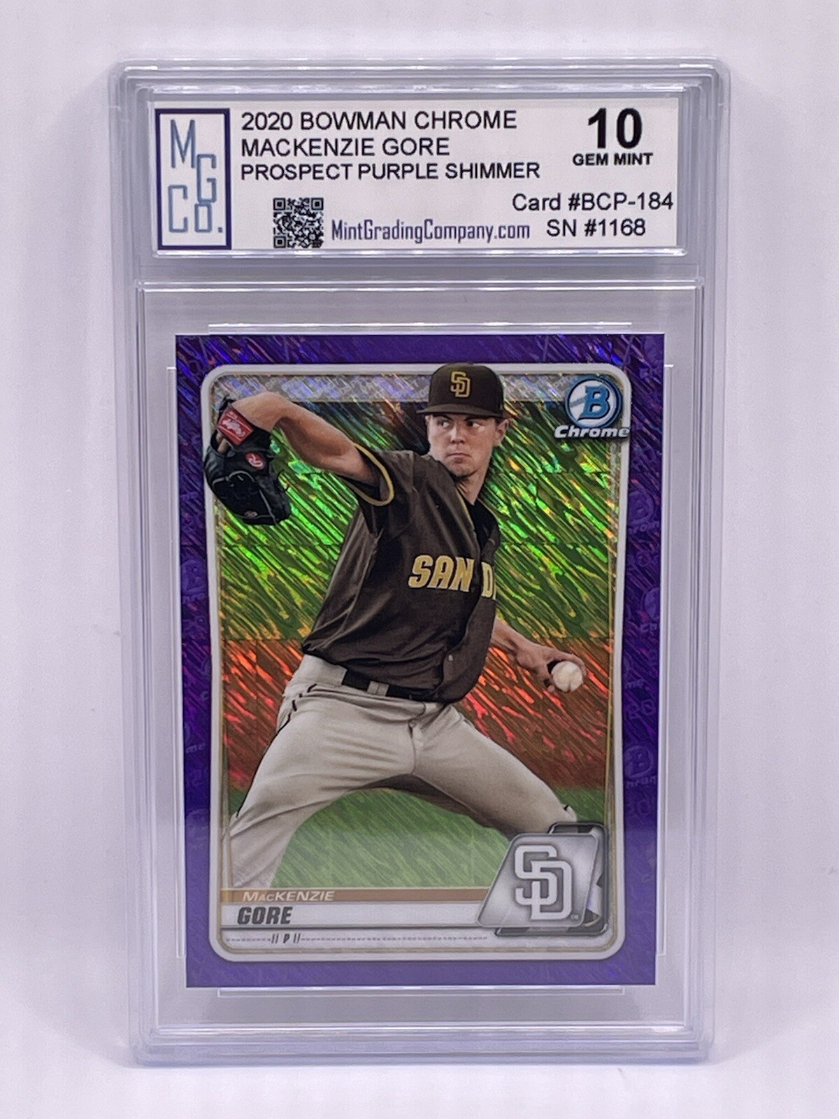 2020 Bowman Chrome Purple Shimmer Refractors MacKenzie Gore MGCo. Gem Mint 10!