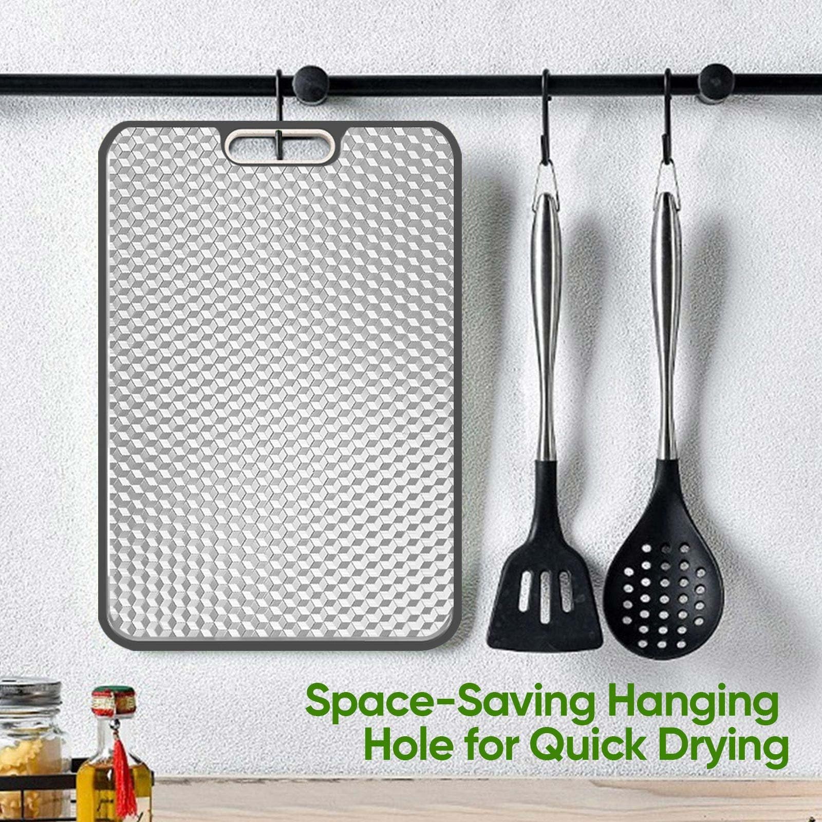 Titanium Cutting Board, Double Sided Medical-grade, 15.2″L x 10.4″W, Silver