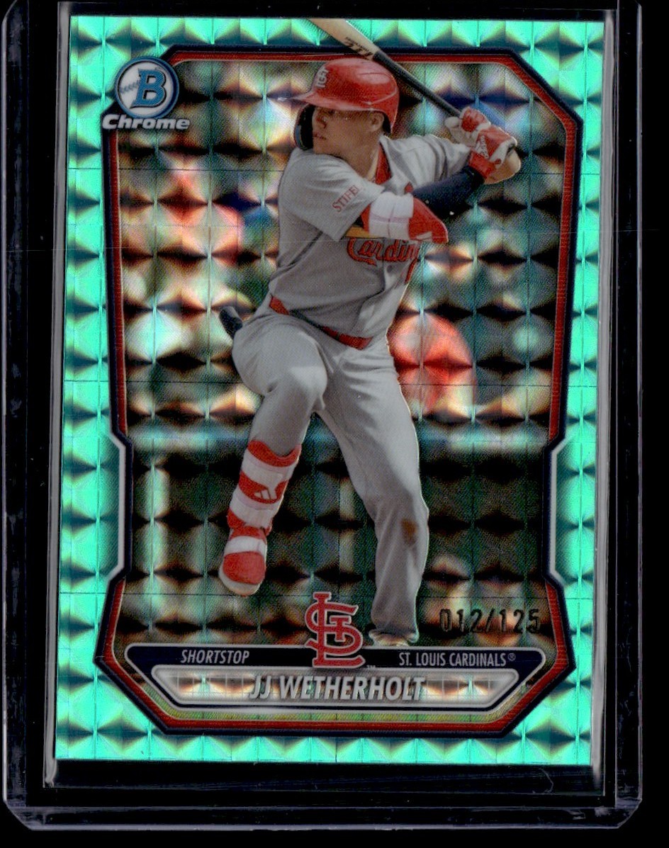 JJ WETHERHOLT 2026 BOWMAN CHROME PROSPECTS AQUA GEOMETRIC REFRACTOR 012/125 ST.