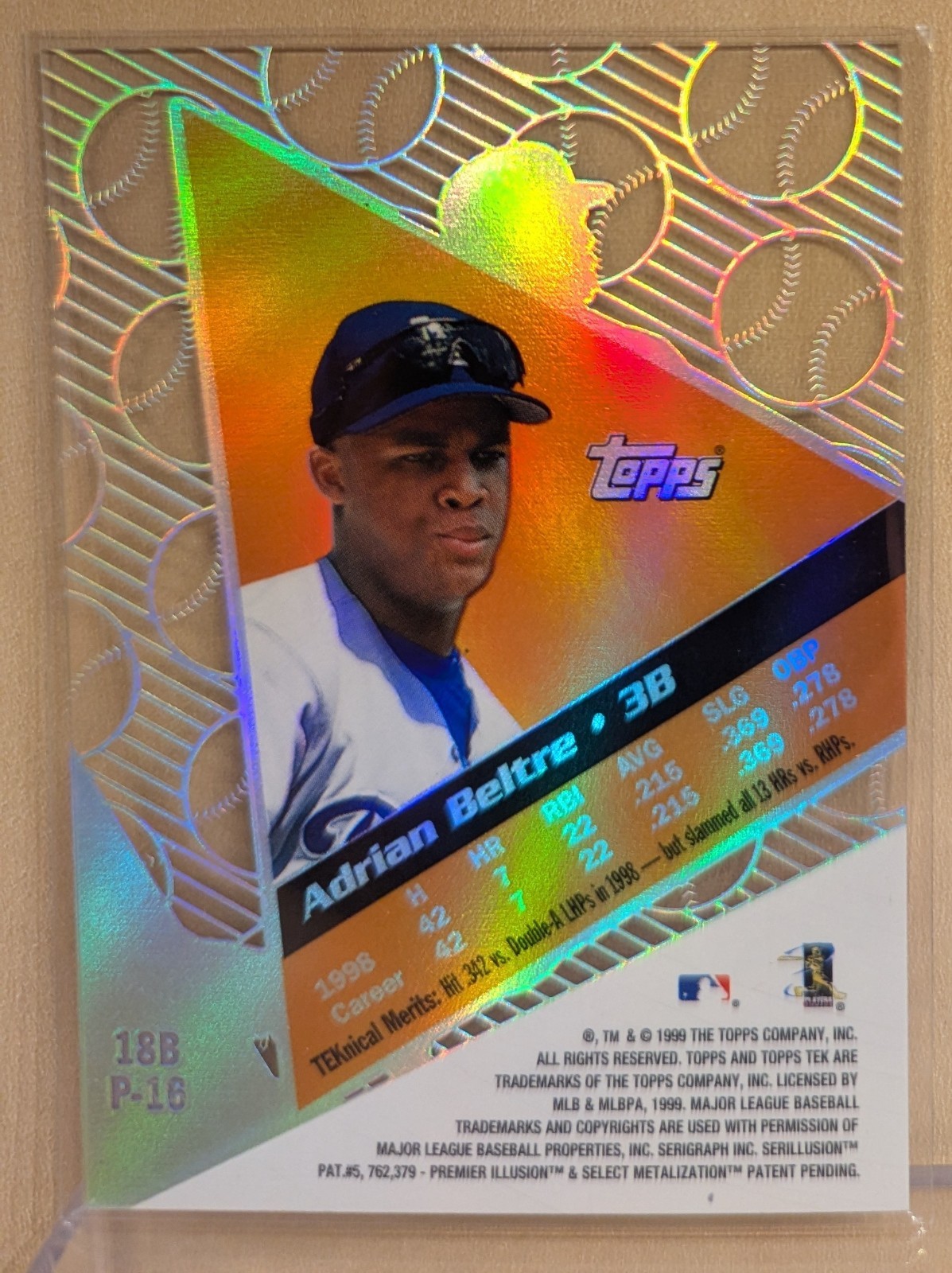 1999 Topps TEK Pattern 16 #18B Adrians Beltre Dodgers ULTRA RARE VARIATION