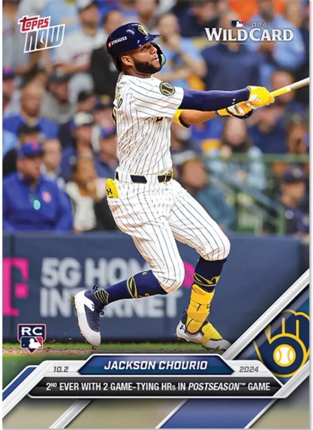 Jackson Chourio 2024 MLB TOPPS NOW 795 Two Game Tying Homers Brewers Wildcard