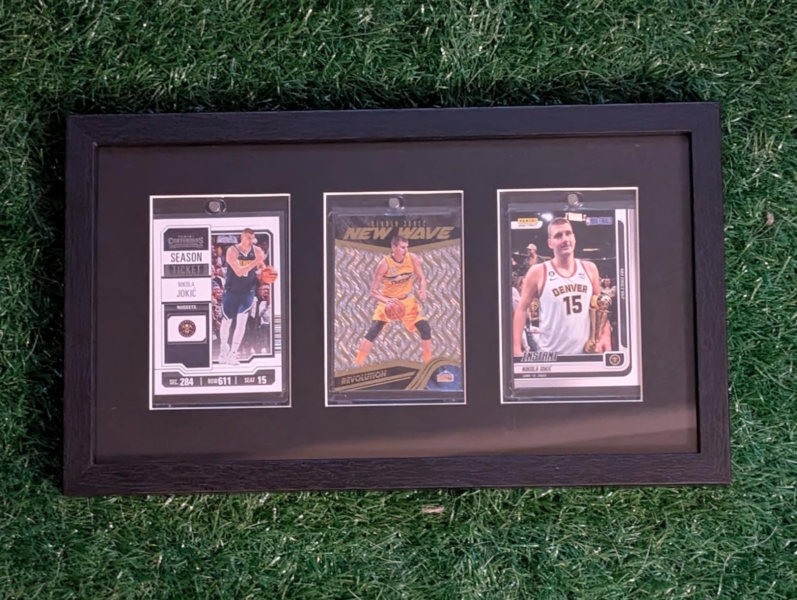 Trading Card Display Case 3 Wall & Tabletop Sport Football Baseball Wood Frame