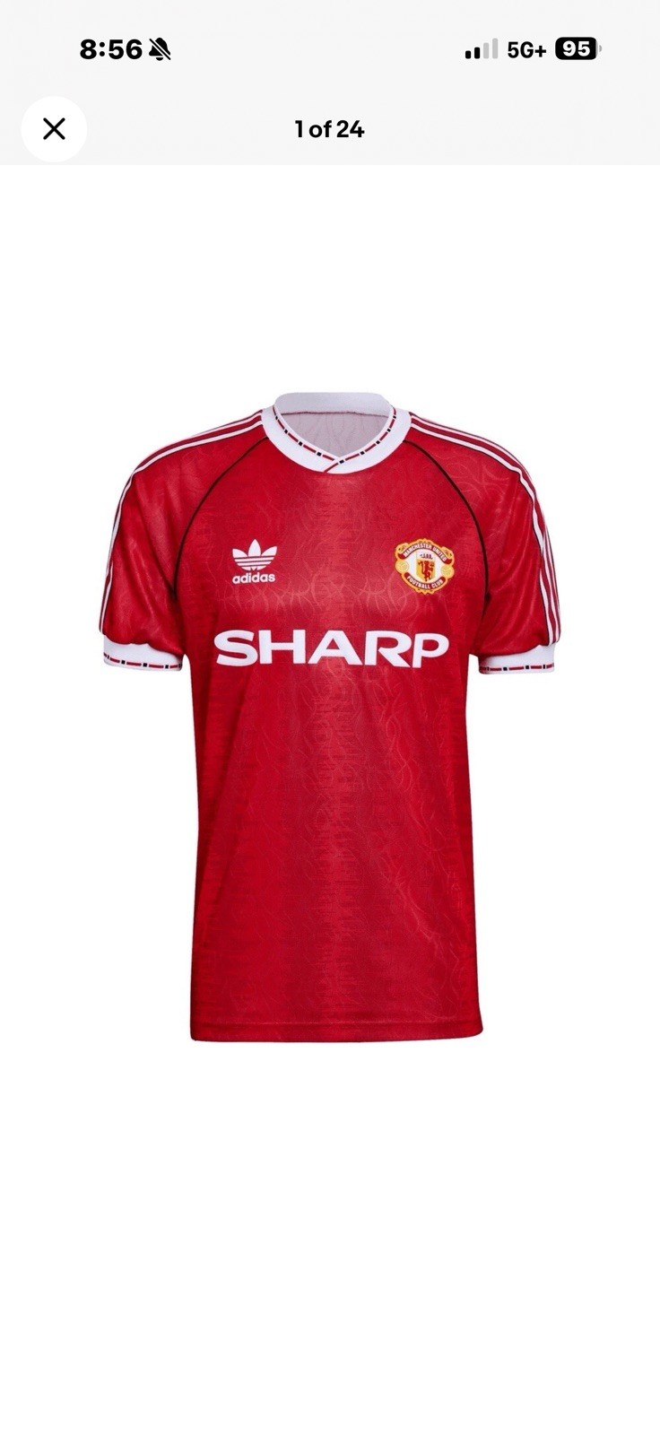 adidas Originals Manchester United 1990 Home Jersey HP0455 Men’s Size xl