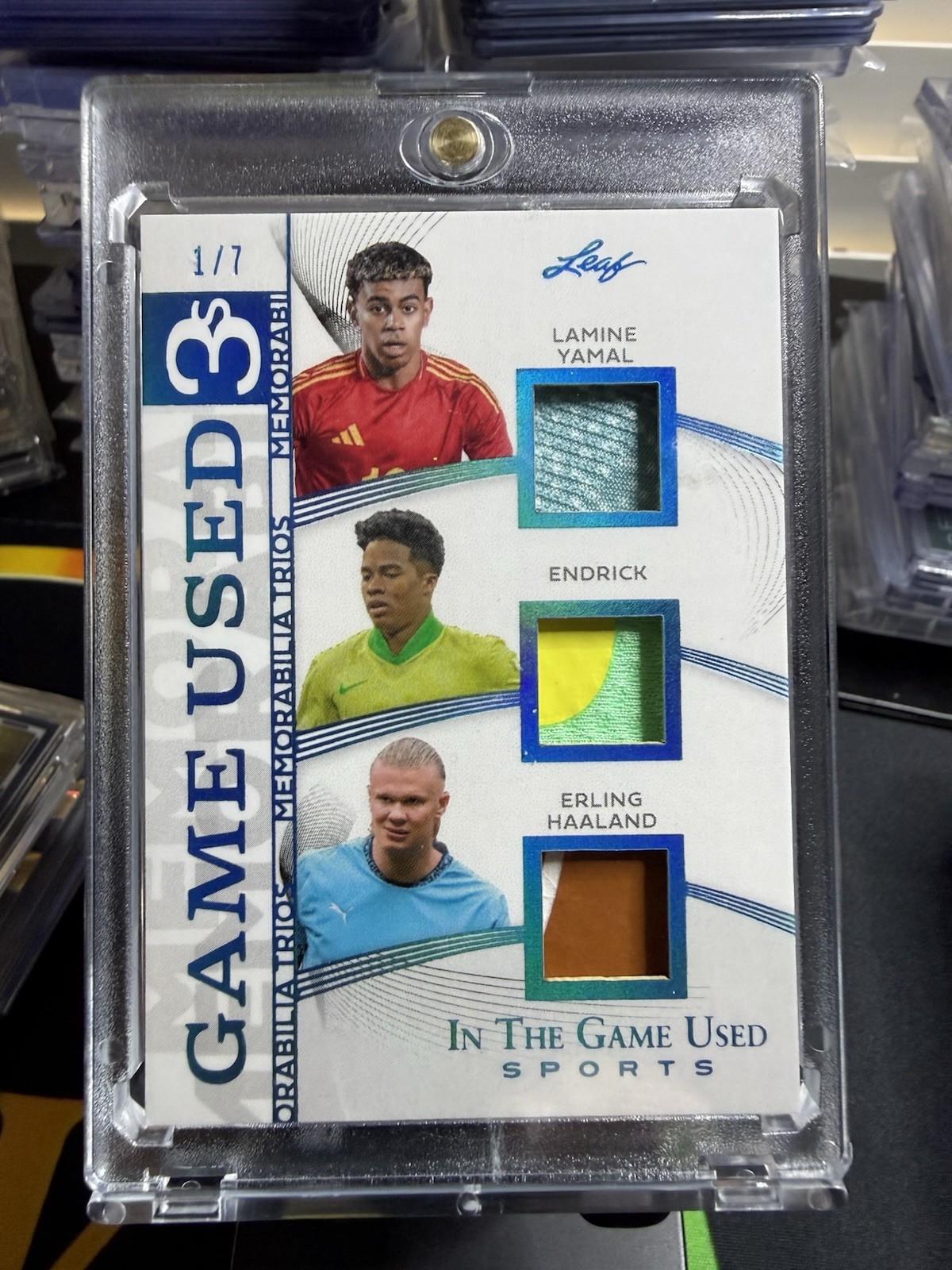 2025 Leaf In The Game Used Lamine Yamal Endrick Erling Haaland Jersey #1/7 Patch