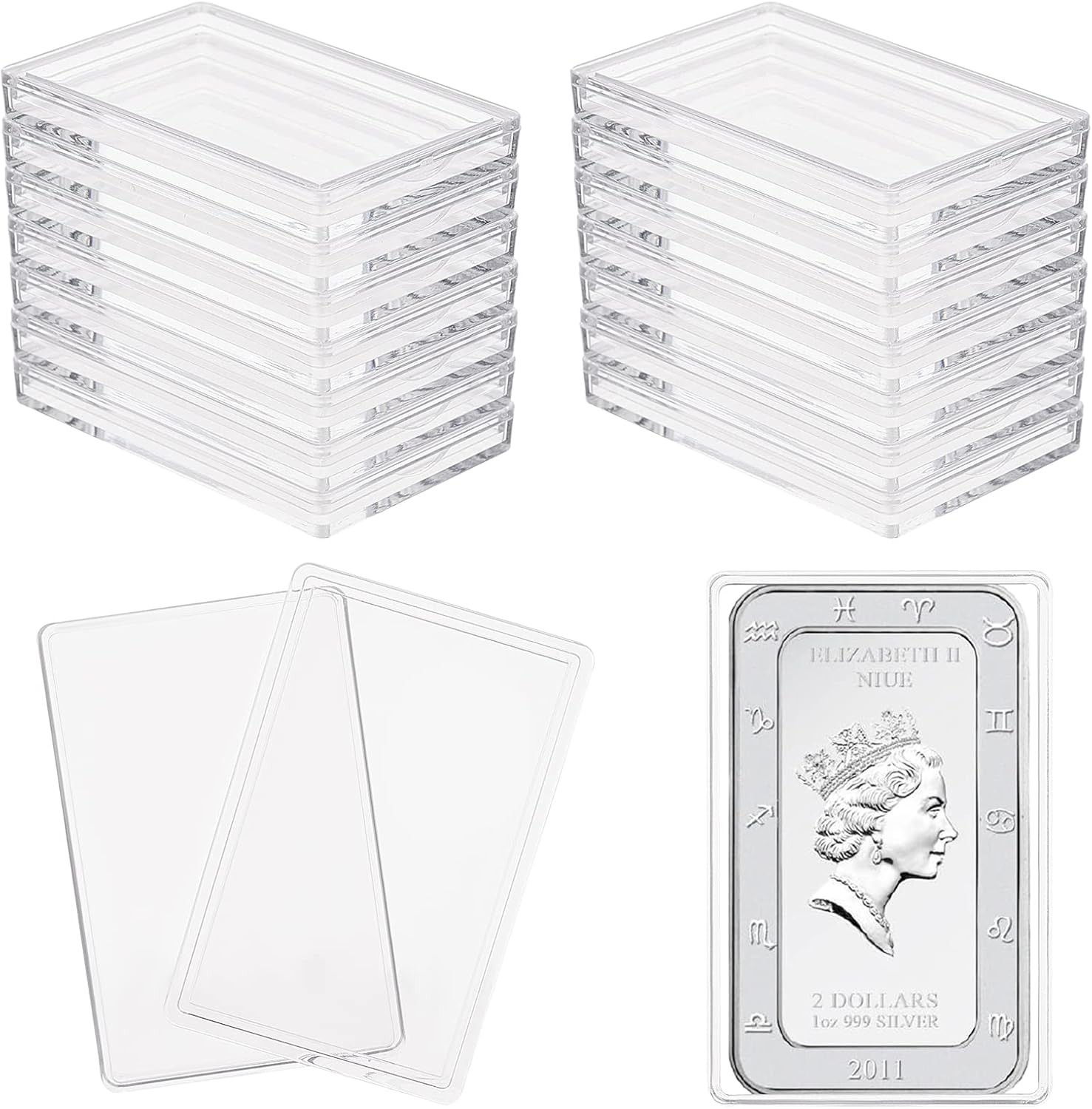 30×50 mm Acrylic Storage Container 5-50 Pcs Silver Bar Holder Gold Storage Case